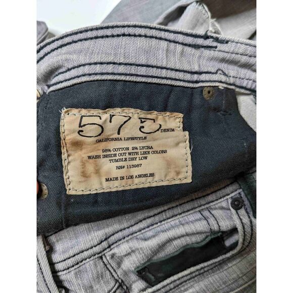 575 Los Angeles Straight Gray Designer Jeans 26 - Picture 14 of 16